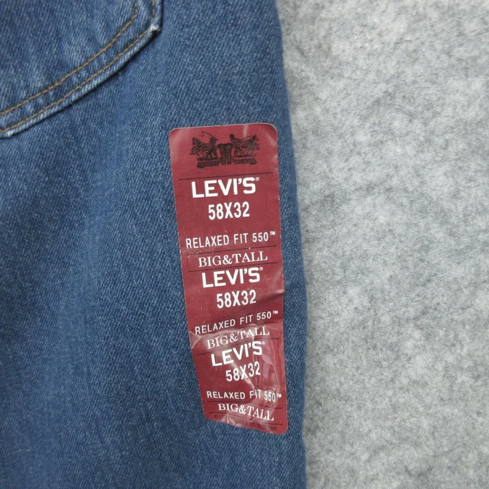 Vintage Levis 550 Jeans Mens 58x32 Relaxed Fit Big & Tall Denim Zip Fly NOS